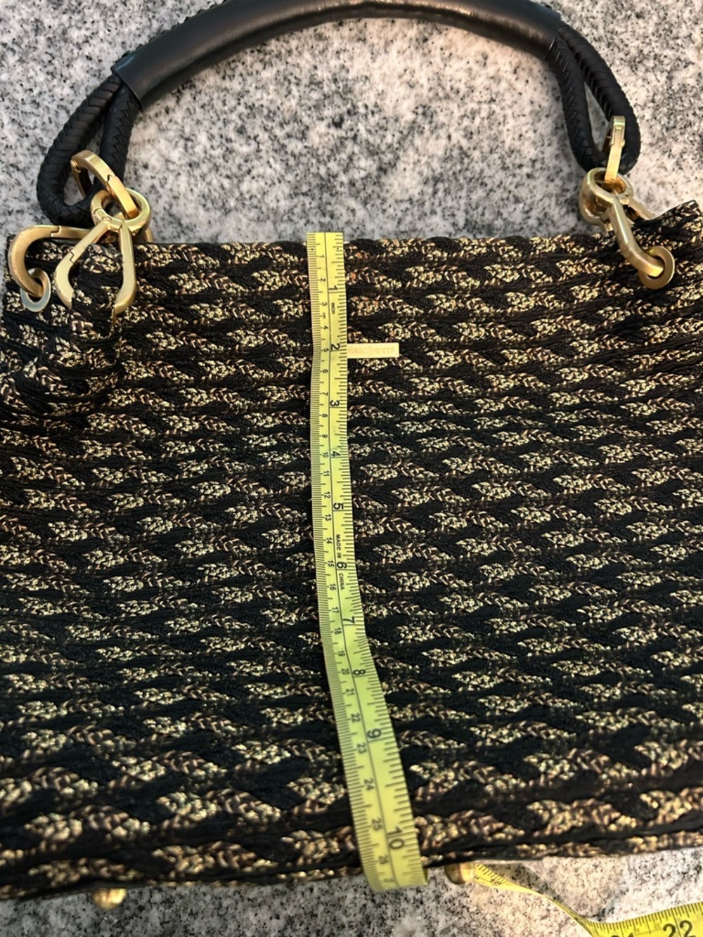 Eric Javits Squishee Elegant Black & Gold Woven Tote Bag - Designer Style - Picture 9 of 9